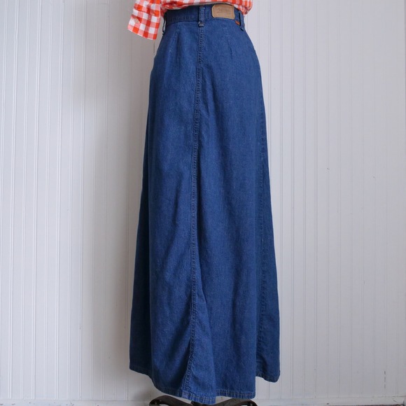 Great 70s orange tab Levi's denim‎ maxi skirt - Picture 3 of 11